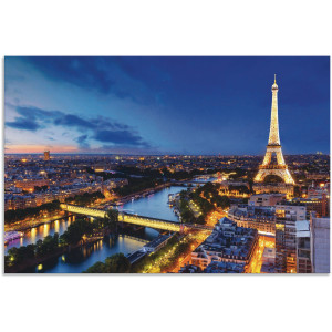 Artland Artprint Eiffeltoren en Seine ‘s avonds, Parijs als artprint van aluminium, artprint voor buiten, artprint op linnen, poster, muursticker