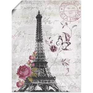 Artland Artprint Eiffeltoren grafiek als artprint van aluminium, artprint op linnen, muursticker of poster in verschillende maten