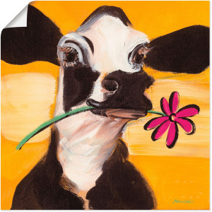 Artland Artprint Gelukkige koe als artprint op linnen, poster, muursticker in verschillende maten