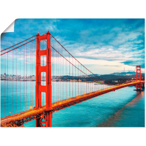 Artland Artprint Golden Gate Bridge als artprint van aluminium, artprint voor buiten, artprint op linnen, poster, muursticker