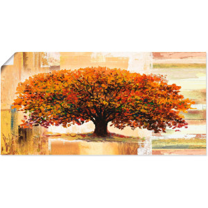 Artland Artprint Herfstboom op abstracte achtergrond als artprint van aluminium, artprint voor buiten, artprint op linnen, poster in verschillende maten. maten