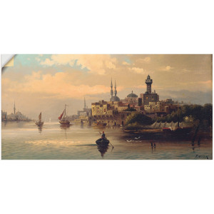 Artland Artprint Koopvaardijschepen op de Bosporus, Istanbul als artprint op linnen, poster, muursticker in verschillende maten