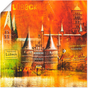 Artland Poster Lübeck Hanzestad collage 04 als artprint op linnen, muursticker of poster in verschillende maten