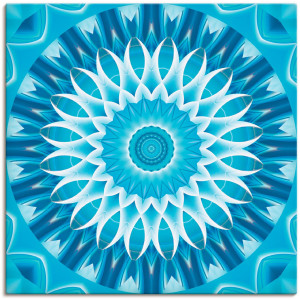 Artland Artprint Mandala blauw bloem als artprint op linnen in verschillende maten