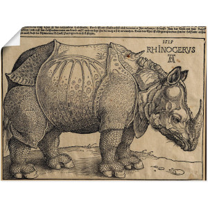 Artland Artprint Neushoorn. 1515. Voor koning Emanuel. als artprint op linnen, muursticker of poster in verschillende maten