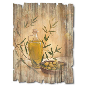 Artland Artprint op hout Olijven en citroenen