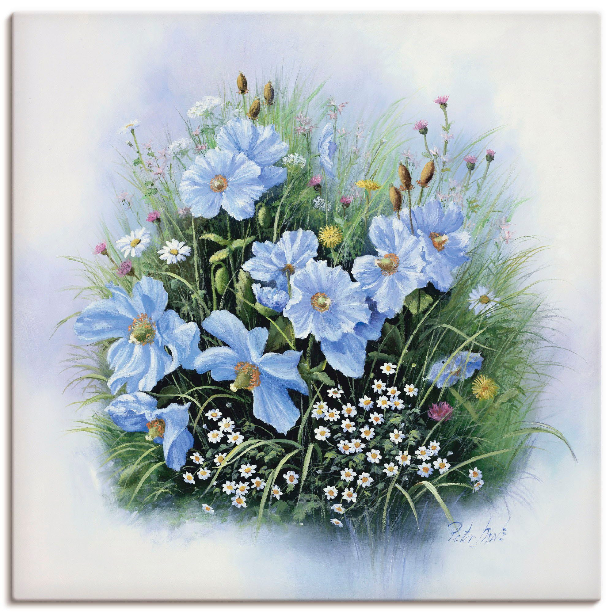 Artland Artprint op linnen Blauwe bloemen gespannen op een spieraam