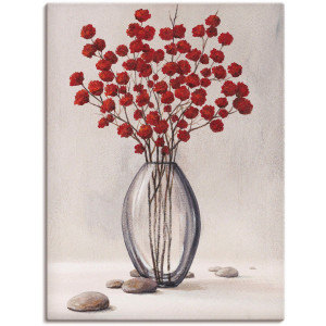Artland Artprint op linnen Decoratieve rode herfstbloemen