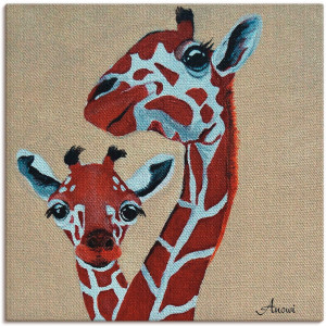 Artland Artprint op linnen Giraffen gespannen op een spieraam