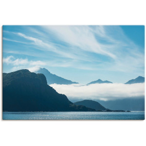 Artland Artprint op linnen Haukland beach Lofoten gespannen op een spieraam