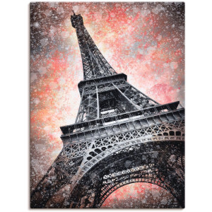 Artland Artprint op linnen Modern Art Eiffeltoren gespannen op een spieraam