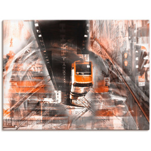 Artland Artprint op linnen Wuppertal skyline abstracte collage