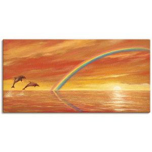 Artland Artprint Regenboog boven de zee als artprint van aluminium, artprint op linnen, muursticker, verschillende maten