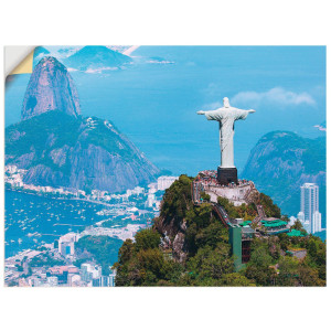 Artland Artprint Rio de Janeiro met Christus als artprint van aluminium, artprint op linnen, muursticker, verschillende maten