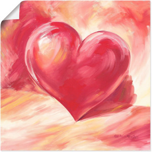 Artland Artprint Roze/rood hart als artprint van aluminium, artprint voor buiten, artprint op linnen, poster, muursticker
