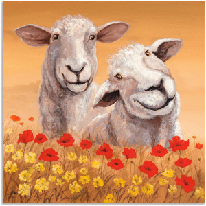 Artland Artprint Schapen als artprint van aluminium, artprint voor buiten, artprint op linnen, poster in verschillende maten. maten