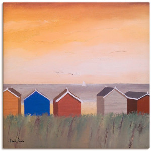 Artland Artprint Strandhuisjes II als artprint op linnen, muursticker in verschillende maten