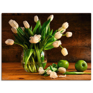 Artland Artprint Tulpen in glazen vaas als artprint van aluminium, artprint voor buiten, artprint op linnen in verschillende maten