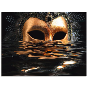 Artland Artprint Venetiaans masker met bladgoud als artprint van aluminium, artprint voor buiten, artprint op linnen, poster, muursticker