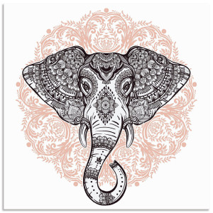 Artland Artprint Vintage mandala olifant als artprint op linnen, poster, muursticker in verschillende maten