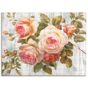 Artland Artprint Vintage rozen op hout als artprint op linnen, poster, muursticker in verschillende maten