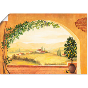 Artland Artprint Wijnranken voor het toscaanse landschap als artprint op linnen, poster in verschillende formaten maten