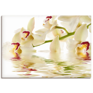 Artland Artprint Witte orchidee met waterreflectie als artprint op linnen, poster in verschillende formaten maten