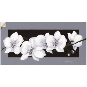 Artland Artprint Witte orchideeën op grijs als artprint van aluminium, artprint voor buiten, artprint op linnen, poster, muursticker
