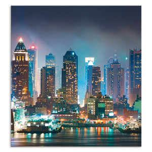Artland Keukenwand New York City Times Square Aluminium spatscherm met plakband, gemakkelijke montage