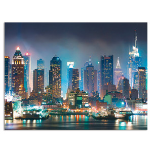 Artland Keukenwand New York City Times Square Aluminium spatscherm met plakband, gemakkelijke montage