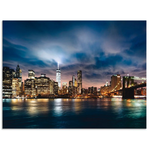 Artland Keukenwand Zonsopkomst boven Manhattan Aluminium spatscherm met plakband, gemakkelijke montage