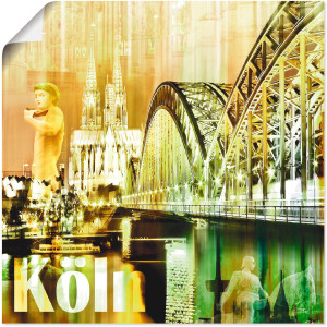 Artland Poster Keulen Skyline abstracte collage als artprint op linnen, muursticker of poster in verschillende maten