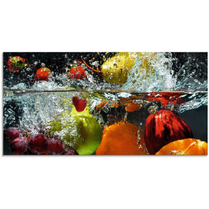 Artland Print op glas Fruit in opspattend water
