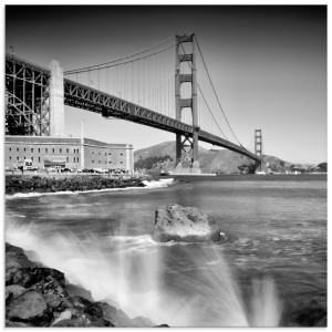 Artland Print op glas Golden Gate Bridge met branding
