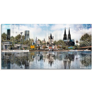 Artland Print op glas Keulen Skyline abstracte collage 20