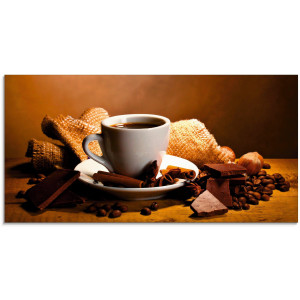Artland Print op glas Koffiekopje pijpje kaneel noten chocolade