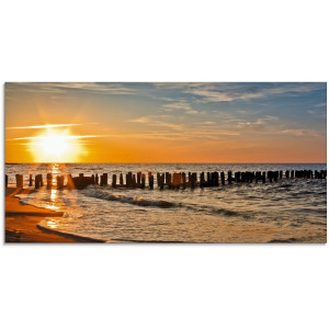 Artland Print op glas Mooie zonsondergang aan het strand