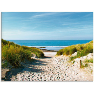 Artland Print op glas Strand met duinen en weg naar het water