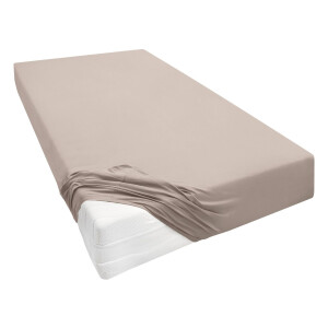 Biberna Jersey hoeslaken voor boxspringmatrassen (Lichtbruin, 90-100 x 200-220 cm)