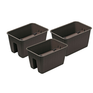 Prosperplast 3 railing bloempotten (Rechthoekig, Bruin, 39,6 x 27,2 x 22,5 cm)