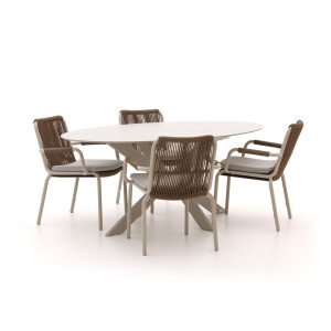 Bellagio Caronia/Furato ellips 200cm dining tuinset 5-delig stapelbaar - Laagste prijsgarantie!