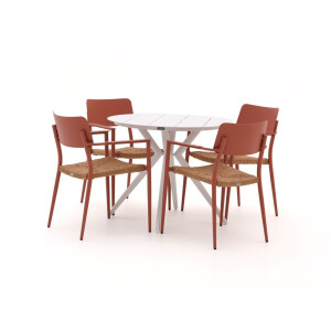 Bellagio Cino/Sora ø 90cm dining tuinset 5-delig stapelbaar - Laagste prijsgarantie!