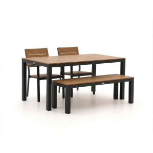 Bellagio Fidenza 160cm dining tuinset met bank 4-delig stapelbaar - Laagste prijsgarantie!