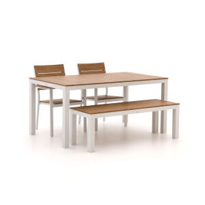 Bellagio Fidenza 160cm dining tuinset met bank 4-delig stapelbaar - Laagste prijsgarantie!