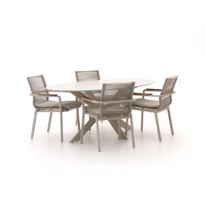 Bellagio Marudo/Furato ellips 200cm dining tuinset 5-delig stapelbaar - Laagste prijsgarantie!