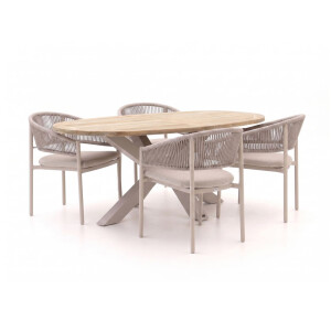Bellagio Panaro/ROUGH-Y Ellips 200cm dining tuinset 5-delig stapelbaar - Laagste prijsgarantie!