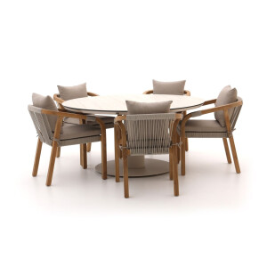 Bellagio Perzano/La Fonte ø 150cm dining tuinset 6-delig stapelbaar - Laagste prijsgarantie!