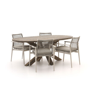 Bellagio Pizzoli/ROUGH-Y Ellips 200cm dining tuinset 5-delig stapelbaar - Laagste prijsgarantie!