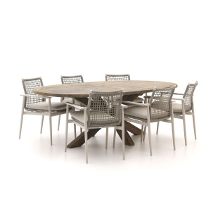 Bellagio Pizzoli/ROUGH-Y Ellips 240cm dining tuinset 7-delig stapelbaar - Laagste prijsgarantie!