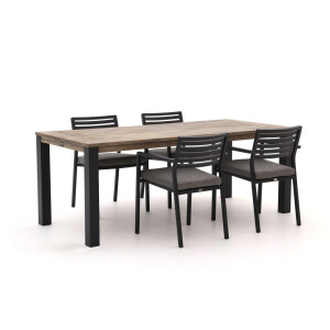 Bellagio Rumo/ROUGH-S 160cm dining tuinset 5-delig stapelbaar - Laagste prijsgarantie!